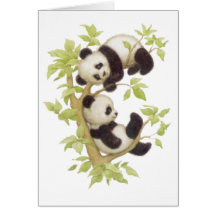 Pandas Playing in a Tree Greeting Card