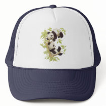 Pandas Playing in a Tree Mesh Hats