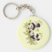 Panda's Playing in a Tree Key Chain