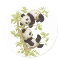 Pandas Playing in a Tree Sticker