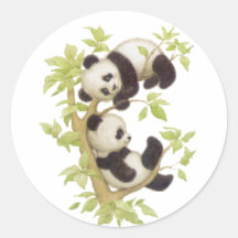 Pandas Playing in a Tree Sticker