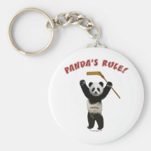 Panda's Rule Hockey Bear Keychains