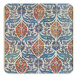 Panel of Isnik earthenware tiles Square Sticker