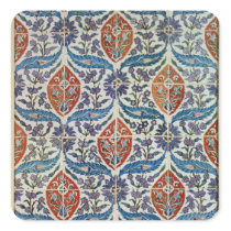 Panel of Isnik earthenware tiles Square Sticker