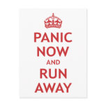Panic Now and Run Away postcards