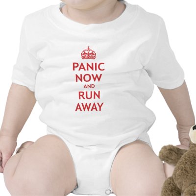 Panic Now and Run Away Tee Shirts by ScarySheep