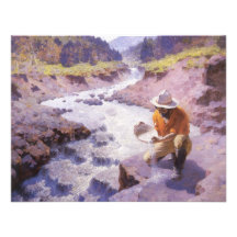 Panning Gold, Wyoming by Leigh, Vintage Cowboy Custom Invite