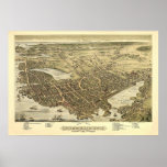 Panorama Birds Eye View of Portsmouth NH 1877 posters