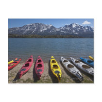 Panorama of kayaks on Bernard Lake in Alaska Post Cards