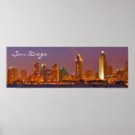 Panoramic San Diego Harbour At Night posters