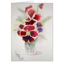 Pansies and Ewe in Jelly Jar Greeting Card