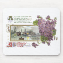 Pansies and Serene Vignette Vintage Birthday Mousepads