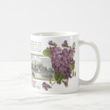 Pansies and Serene Vignette Vintage Birthday Mug