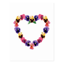Pansies Heart Post Card