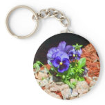 Pansy Flowers in Purple keychains