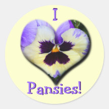 Pansy Heart Sticker--I Love Pansies