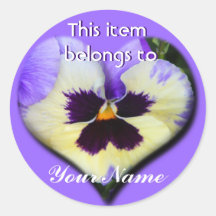 Pansy Heart Sticker--This Item Belongs To