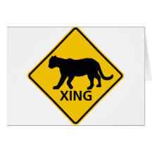Panther Crossing Highway Sign Greeting Cards