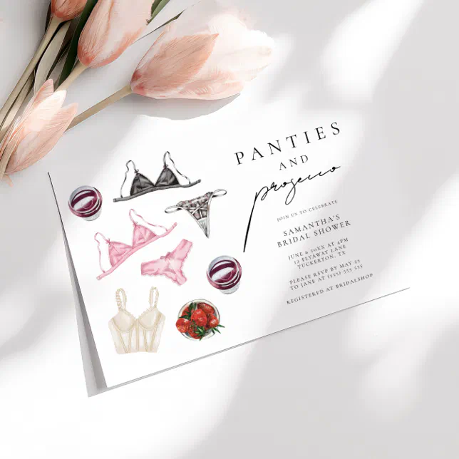 Panties And Prosecco Lingerie Bridal Shower Invitation Zazzle