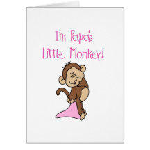 Papa's Little Monkey - Pink Tshirts and Gifts Greeting Cards