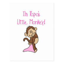 Papa's Little Monkey - Pink Tshirts and Gifts Post Cards