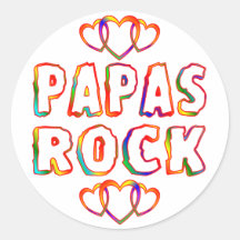 Papas Rock Round Stickers