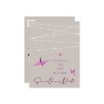 Paper Cranes & Fairy Lights Save Date Postcard