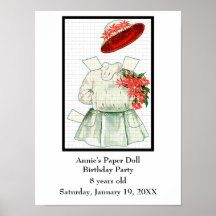 Paper Doll Birthday Party Posters