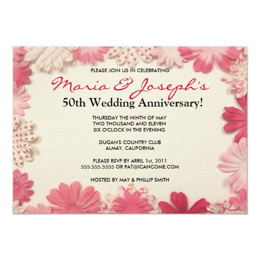 Paper Flowers Wedding Anniversary Invitation Zazzle