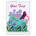 papillon butterfly teapot, Your Text  card