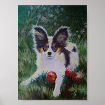 Papillon With Crabapples Print