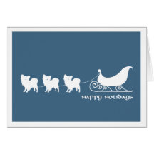 Papillons Pulling Santa's Sleigh Greeting Card