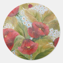 papoilas escarlate round sticker