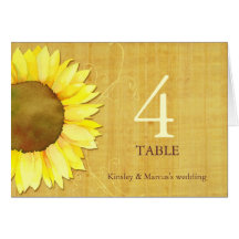 Papyrus Sunflower Wedding Folded Table Number Card