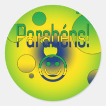 Parabéns! Brazil Flag Colours Pop Art Stickers