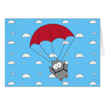 Parachuter Hooter Greeting Cards