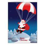Parachuting Santa Greeting Cards