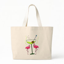 "Paradise Awakening"--Pink flamingo & Martini Tote Bag