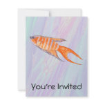 Paradise Fish Painting with Shell Fractal. Custom invitations