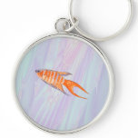 Paradise Fish Painting with Shell Fractal. Custom keychains