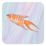 Paradise Fish Painting with Shell Fractal. Custom stickers