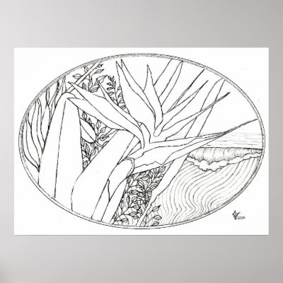Paradise Waves Colouring Book Page Posters by Calicoast