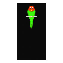 Parakeet Cartoon. Bird on a perch. Personalized Photo Card