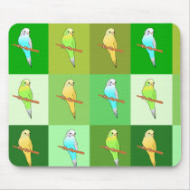 Parakeet Green Tiled pattern Mousepads