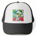 Parakeets and Peonies hats