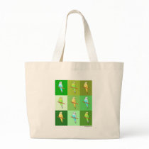 Parakeets Green Pattern Tote Bags