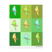 Parakeets in Green Squares Post Cards