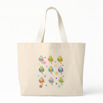 Parakeets & Polka Dots Pattern Canvas Bag