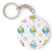 Parakeets & Polka Dots Pattern Key Chain