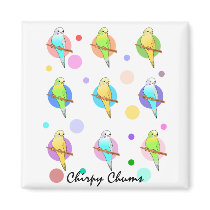 Parakeets & Polka Dots Pattern Refrigerator Magnet